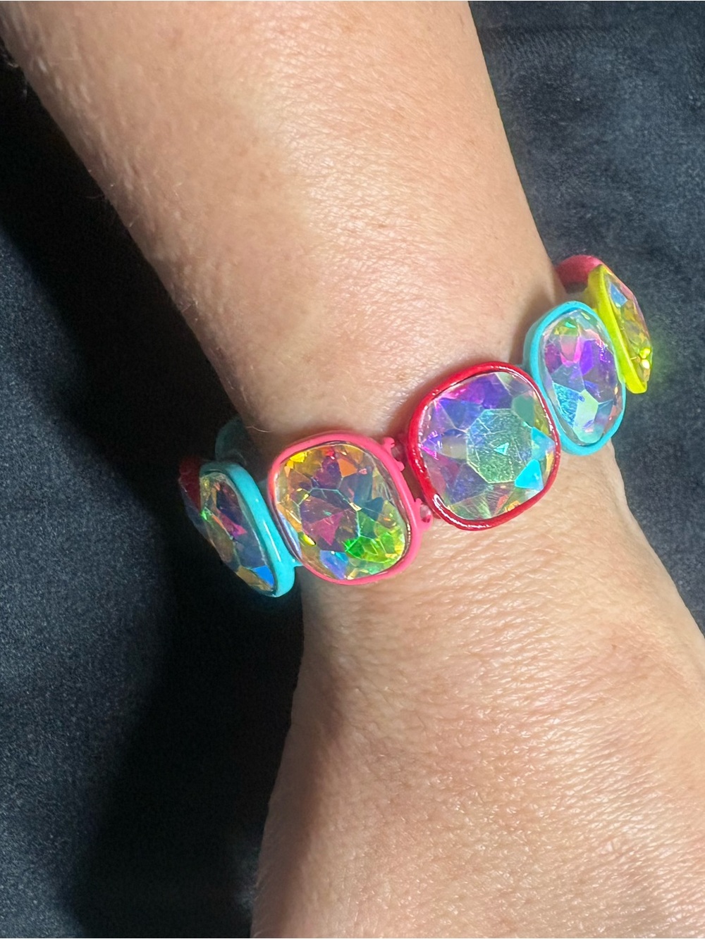 Multicolor AB neon Iridescent Stone Stretch Bracelet